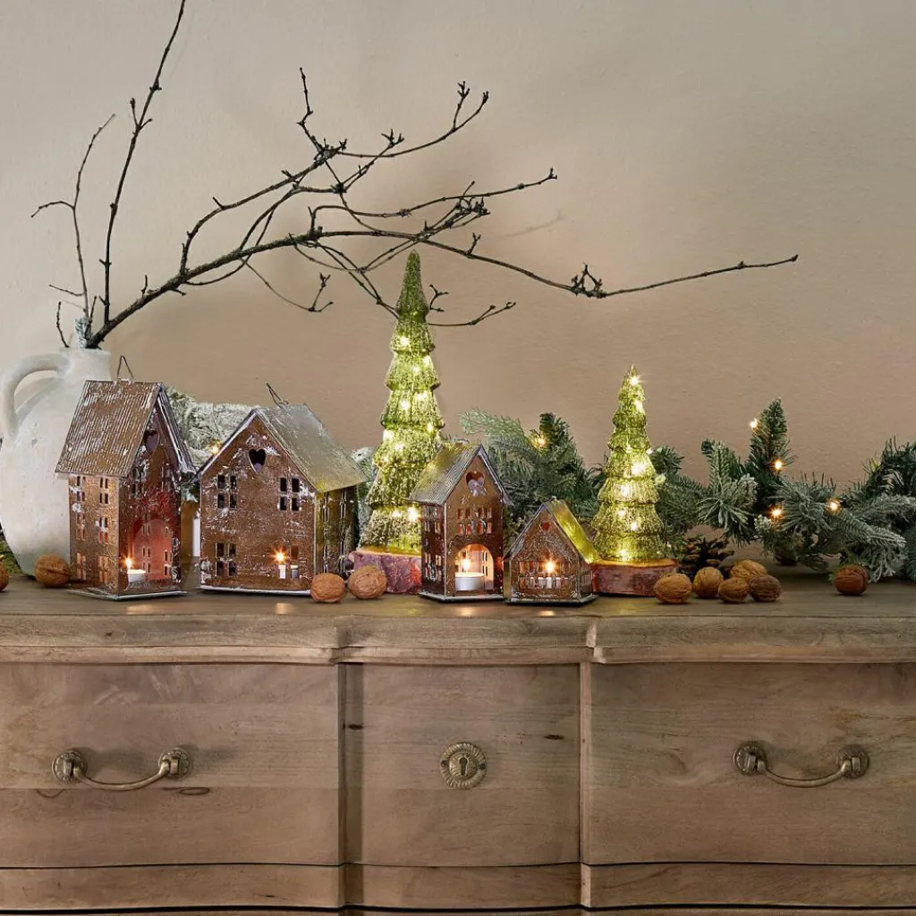 LOBERON Objets Décoratifs De Noël*Lot de 2 arbres à LED Merrton