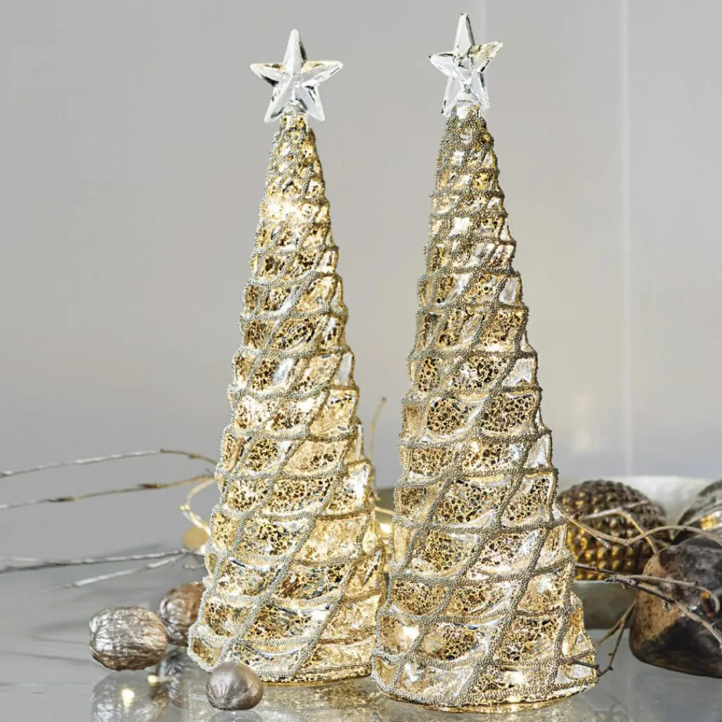 LOBERON Décorations Lumineuses*Lot de 2 arbres décoratifs Glitter