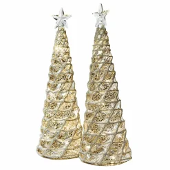LOBERON Décorations Lumineuses*Lot de 2 arbres décoratifs Glitter