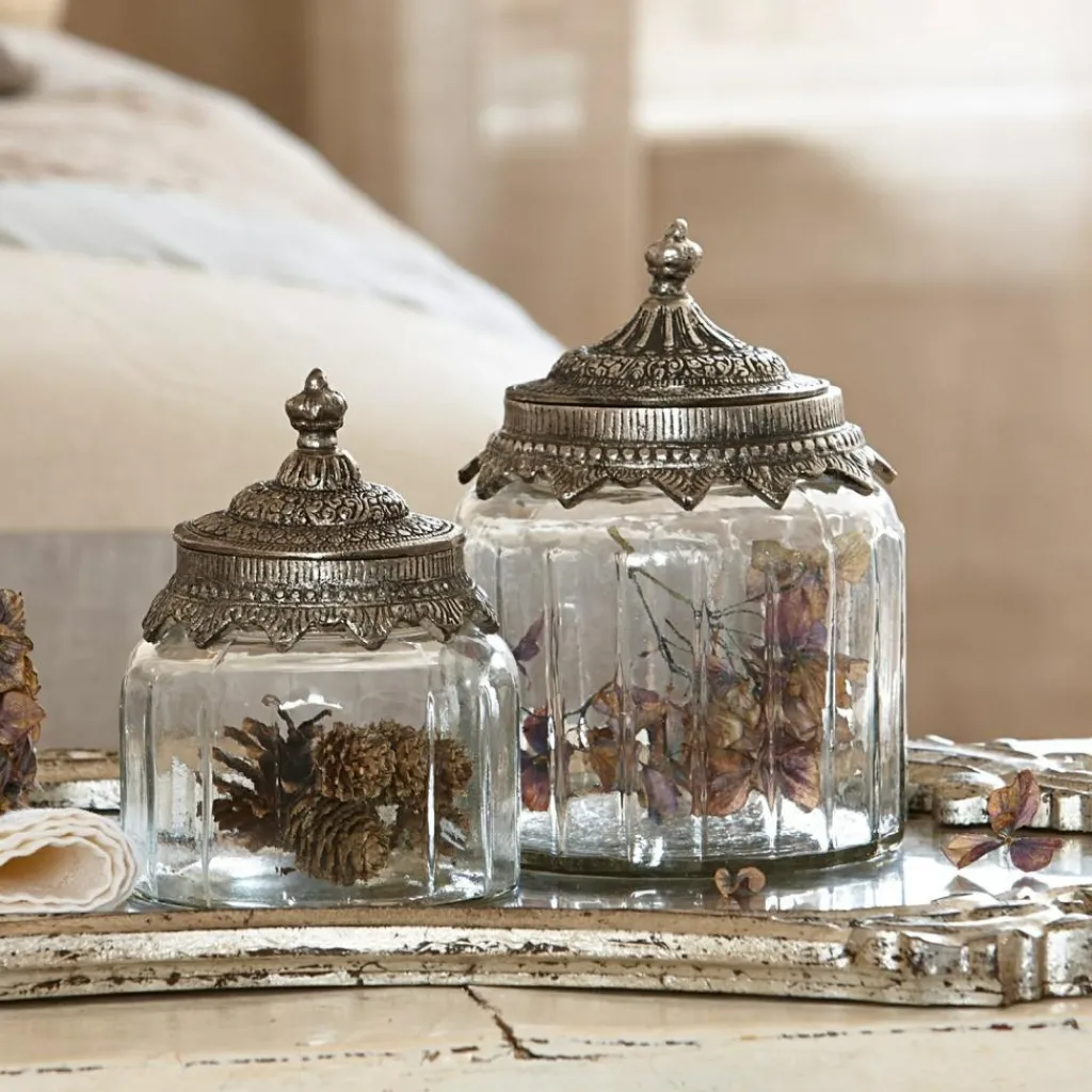 LOBERON Pots|Décoration*Lot de 2 bonbonnières en verre Laféline
