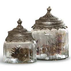 LOBERON Pots|Décoration*Lot de 2 bonbonnières en verre Laféline