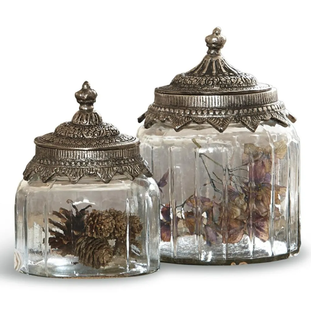 LOBERON Pots|Décoration*Lot de 2 bonbonnières en verre Laféline