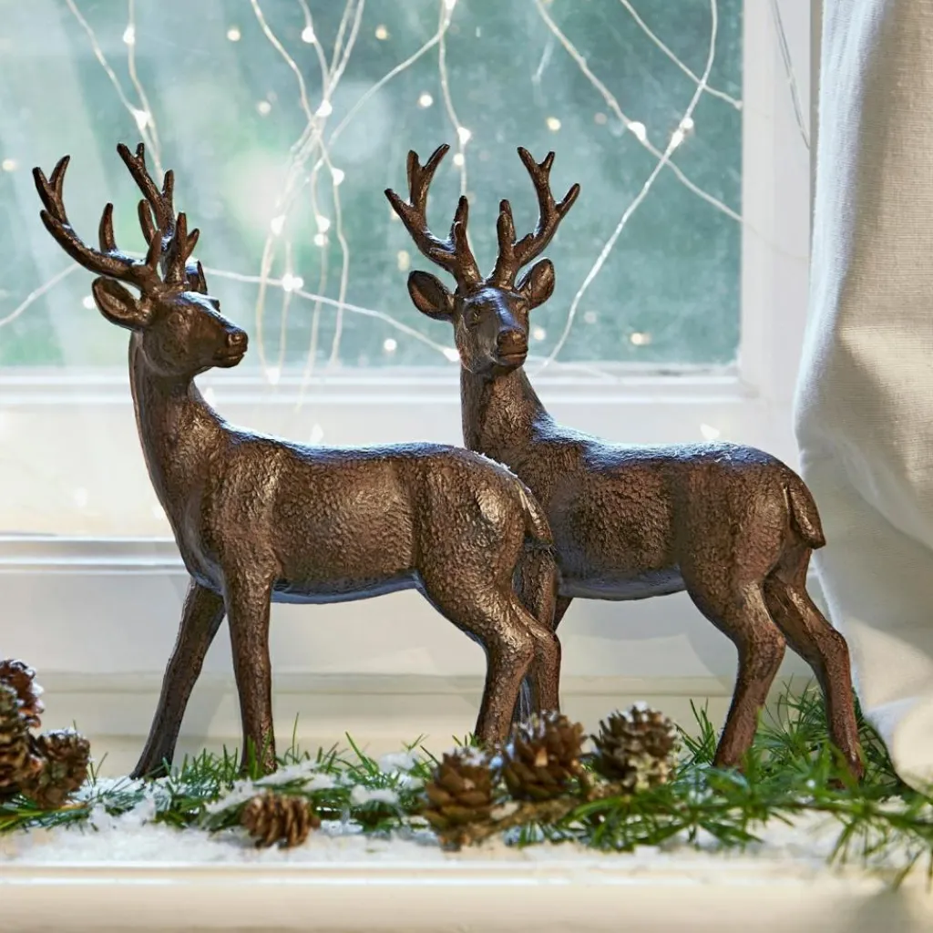 LOBERON Figurines De Noël*Lot de 2 cerfs décoratifs Cagny