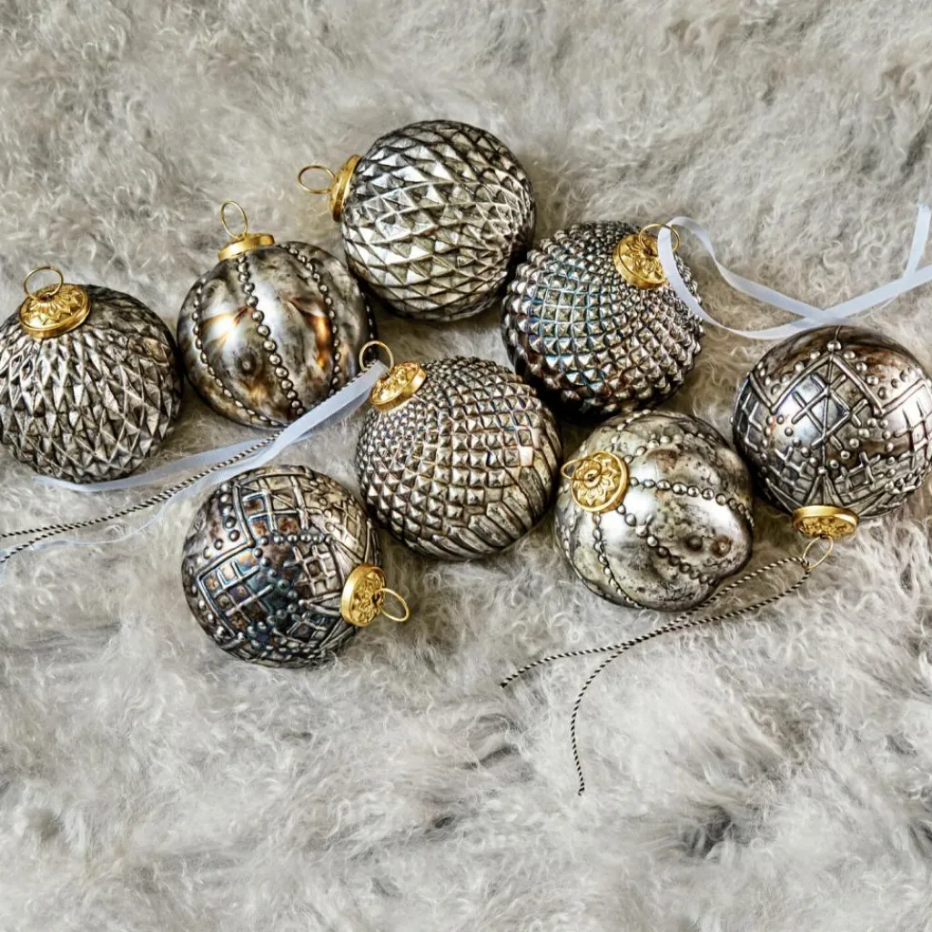 LOBERON Boules De Noël*Lot de 8 décorations de Noël Silverlake
