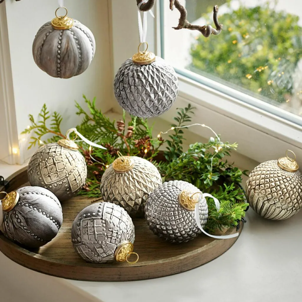 LOBERON Boules De Noël*Lot de 8 décorations de Noël Silverlake