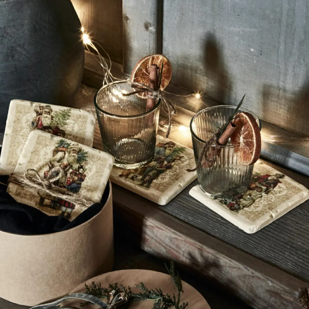 LOBERON Décorations De Table De Noël*Lot de 4 dessous de verres Cantois