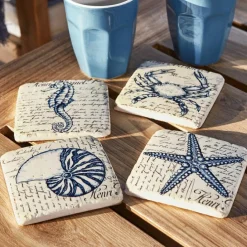 LOBERON Ustensiles De Cuisine|Accessoires De Table*Lot de 4 dessous de verres Faune Marine