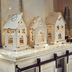 LOBERON Lanternes Led|Décorations Lumineuses*Lot de 3 lanternes LED Village