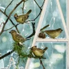 LOBERON Décorations De Table De Noël|Figurines De Noël*Lot de 4 oiseaux décoratifs Pompaire