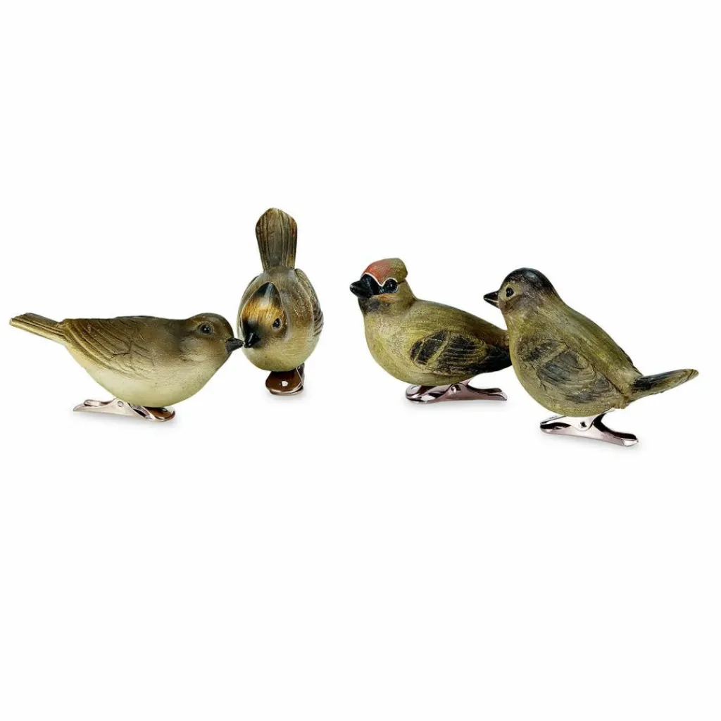 LOBERON Décorations De Table De Noël|Figurines De Noël*Lot de 4 oiseaux décoratifs Pompaire