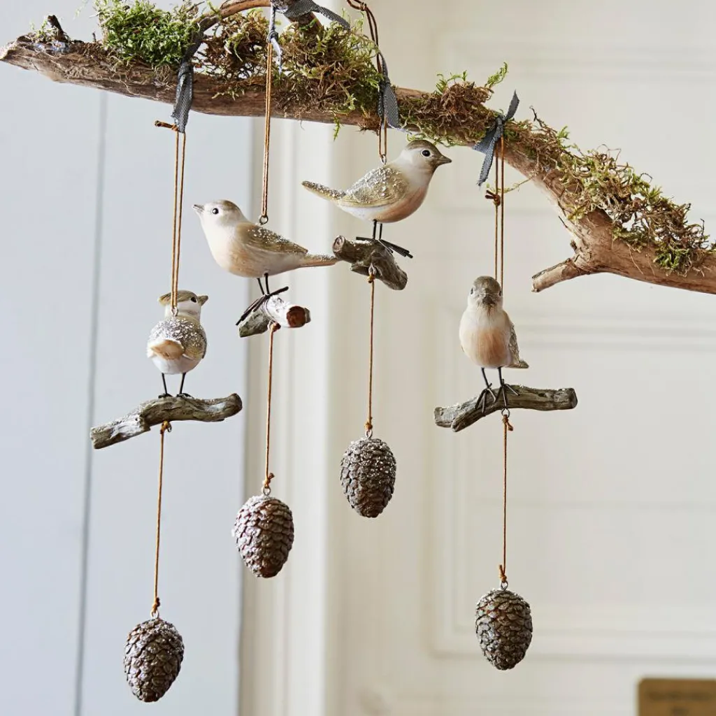 LOBERON Objets Décoratifs|Décoration*Lot de 4 oiseaux Vianne