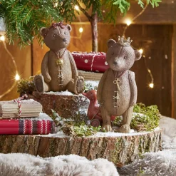 LOBERON Figurines De Noël*Lot de 2 oursons décoratifs Bonnal