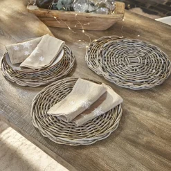 LOBERON Ustensiles De Cuisine|Accessoires De Table*Lot de 2 plateaux de présentation en rotin Bland