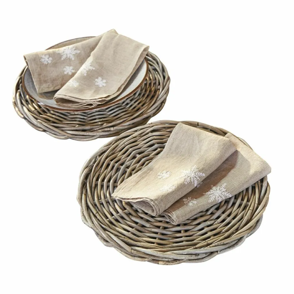 LOBERON Ustensiles De Cuisine|Accessoires De Table*Lot de 2 plateaux de présentation en rotin Bland