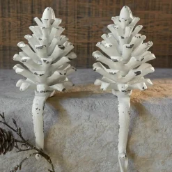 LOBERON Objets Décoratifs De Noël*Lot de 2 pommes de pin en métal Firenza