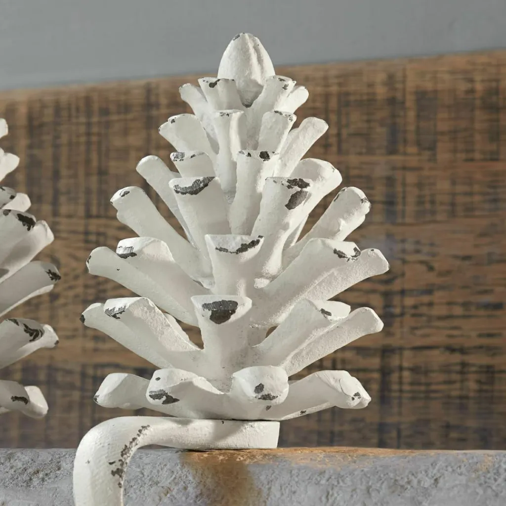 LOBERON Objets Décoratifs De Noël*Lot de 2 pommes de pin en métal Firenza