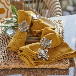 LOBERON Ustensiles De Cuisine|Accessoires De Table*Lot de 4 ronds de serviettes Fleur De Lis