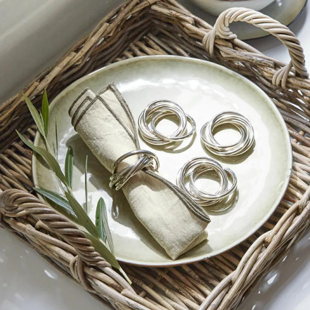 LOBERON Ustensiles De Cuisine|Accessoires De Table*Lot de 4 ronds de serviettes Limche