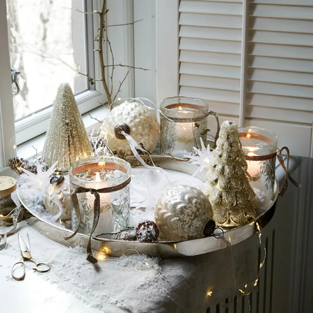 LOBERON Objets Décoratifs De Noël*Lot de 2 sapins décoratifs Domélys