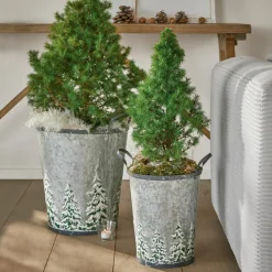 LOBERON Objets Décoratifs De Noël*Lot de 2 seaux Pavie