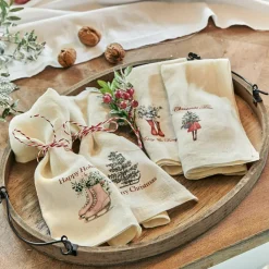 LOBERON Linge De Table|Décorations De Table De Noël*Lot de 4 serviettes Merry & Bright
