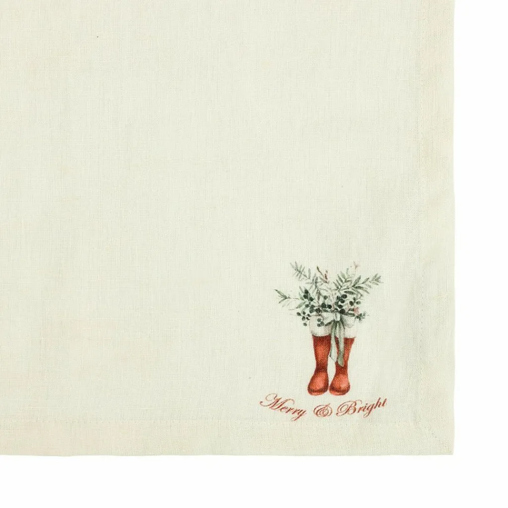 LOBERON Linge De Table|Décorations De Table De Noël*Lot de 4 serviettes Merry & Bright