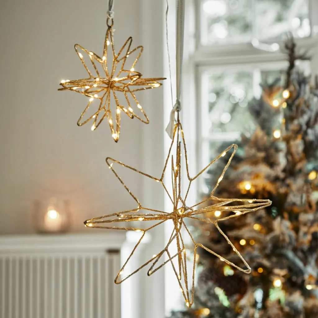 LOBERON Objets Lumineux|Décorations Lumineuses*Lot de 2 étoiles LED Pérole