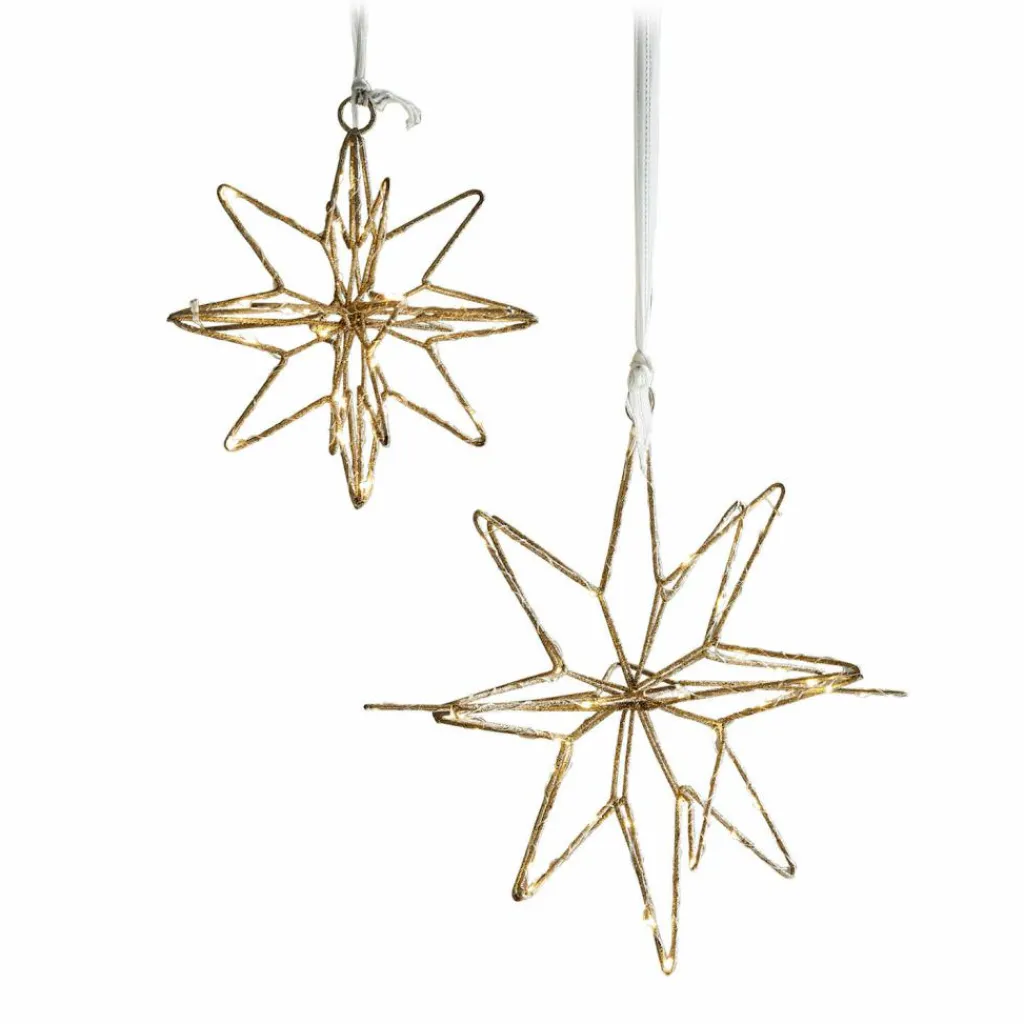 LOBERON Objets Lumineux|Décorations Lumineuses*Lot de 2 étoiles LED Pérole