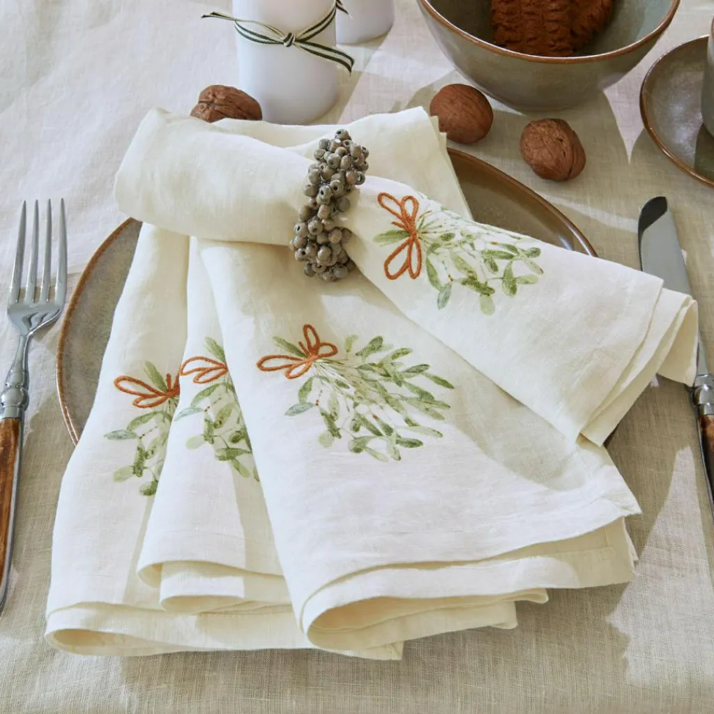 LOBERON Nappes|Linge De Table*Lot de 4 serviettes de table Mistletoe