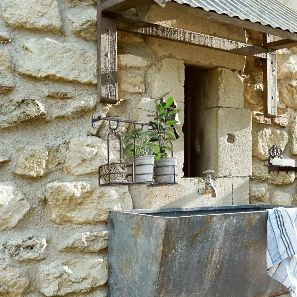 LOBERON Outils De Jardin*Étagère murale et paniers à plantes Hemente